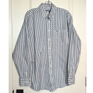 Panhandle Rough Stock Mens Geometric Print Button Down‎ Shirt Long Sleeve Size M